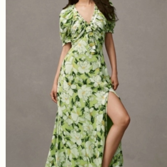 Anthropologie Dresses & Skirts - Anthropologie BHLDN Puff-Sleeve Bow-Front V-Neck Maxi Dress